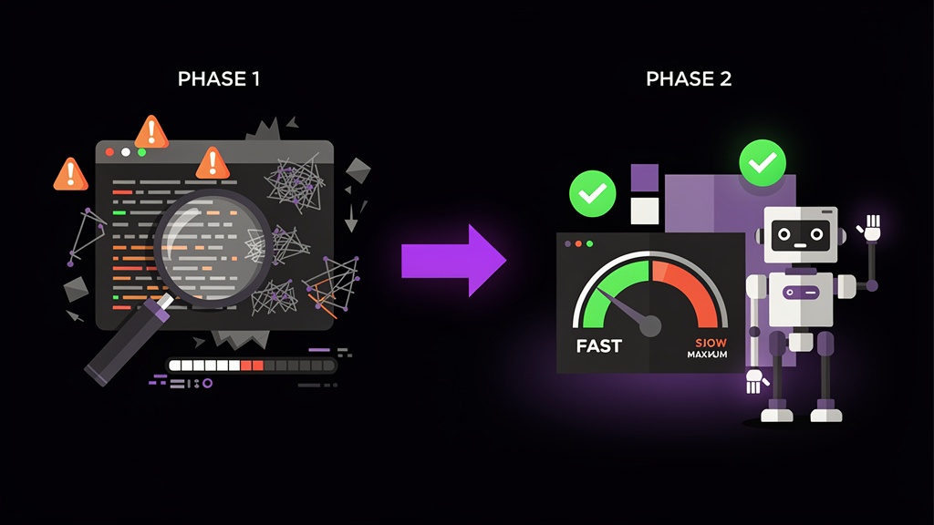 Two-phase audit and build process illustration